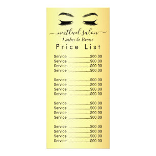 Golden Lashes & Brows Beauty Salon Rack Card