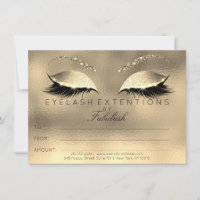 Golden Lashes Extension Makeup Certificate Gift