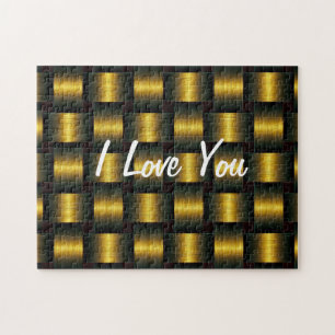 Golden Lattice - I Love You - Add Your Text/Name  Jigsaw Puzzle