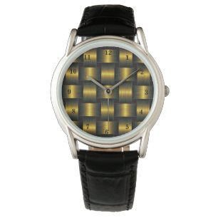 Golden Lattice Watch Gold Black
