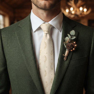 Golden Laurel Branch Wedding Tie