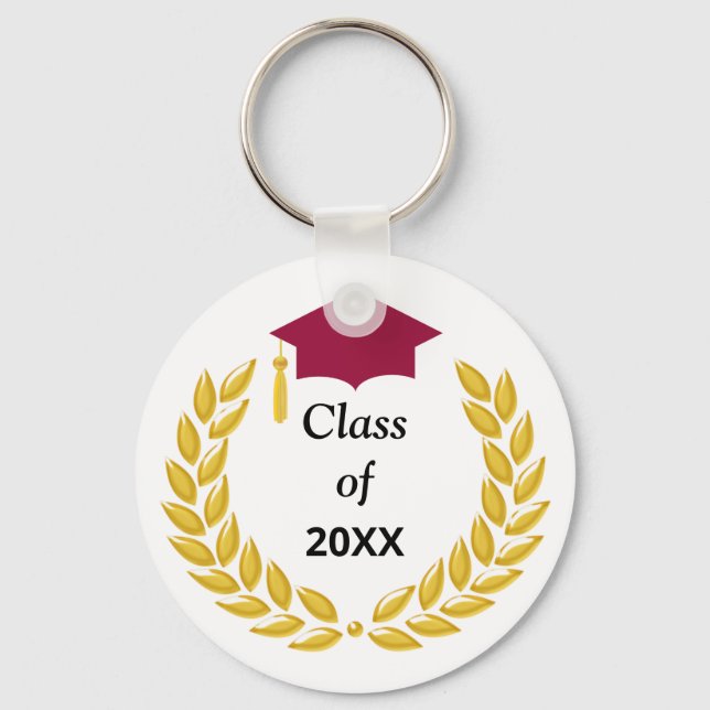 Golden Laurel Wreath Class of 20XX Key Ring (Front)