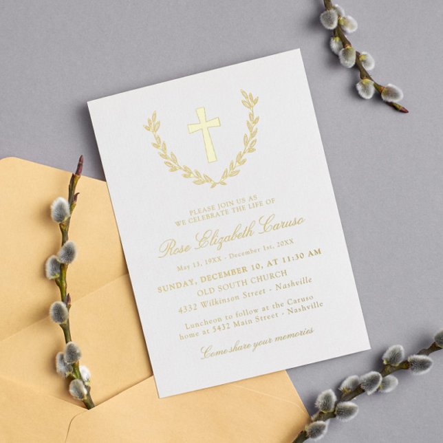 Golden Laurel Wreath Cross Celebration of Life (Creator Uploaded)
