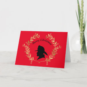 Golden Laurel Wreath Fireman Christmas Card