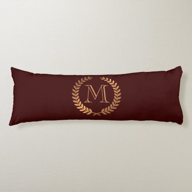 Golden Laurel Wreath Monogram Body Cushion (Front)