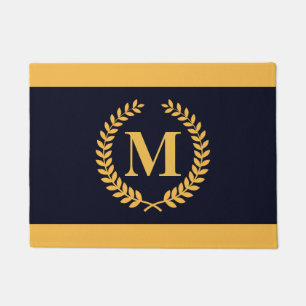 Golden Laurel Wreath Monogram Doormat