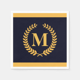 Golden Laurel Wreath Monogram Napkin