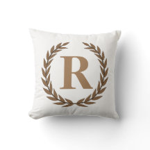 Golden Laurel Wreath Personalised Initial White
