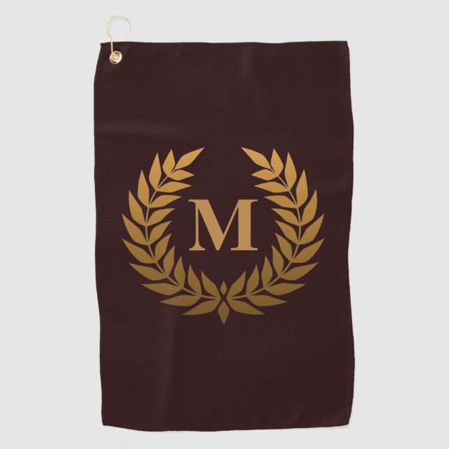 Golden Laurel Wreathe Golf Towel (Front)