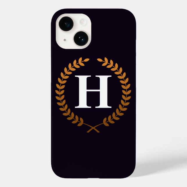 Golden Laurel Wreaths Monogram Case-Mate iPhone Case (Back)