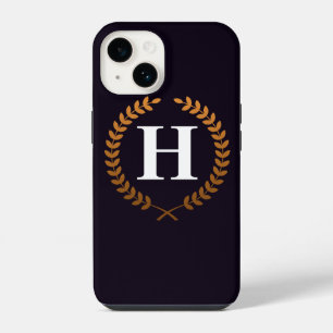 Golden Laurel Wreaths Monogram iPhone 14 Case