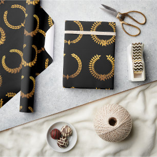 Golden Laurel Wreaths Wrapping Paper