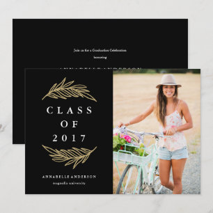 Golden Laurels Graduation Party Photo Invitation