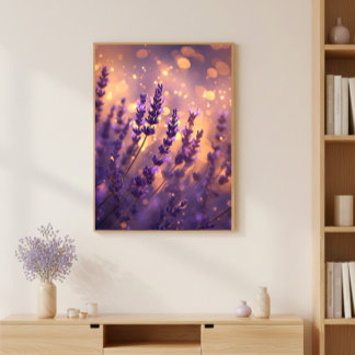 Golden Lavender Field Wall Art Print