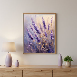 Golden Lavender Wall Art Print   Vertical Poster