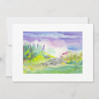 Golden Lavender Wildflower Landscape Painting