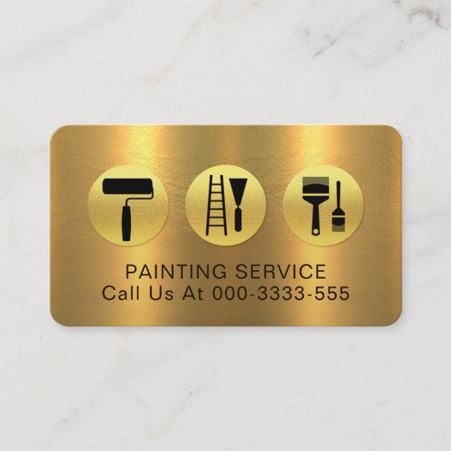 Golden Layer Gold Brush Tools Painter Business Card (Front)