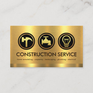 Golden Layer Gold Construction Tools Business Card