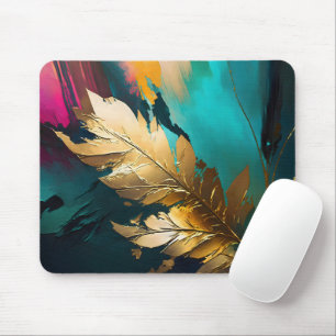 Golden Leaf – Abstract Botanical Modern Art Mouse Mat