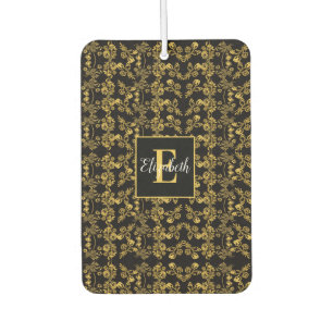 Golden leaf and black luxury   Monogram custom Car Air Freshener