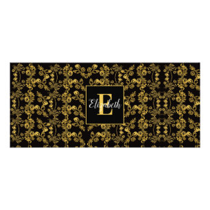 Golden leaf and black luxury Monogram custom Rack Card