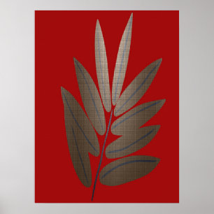 Golden Leaf Botanical Mosaic Fine Art Poster Print