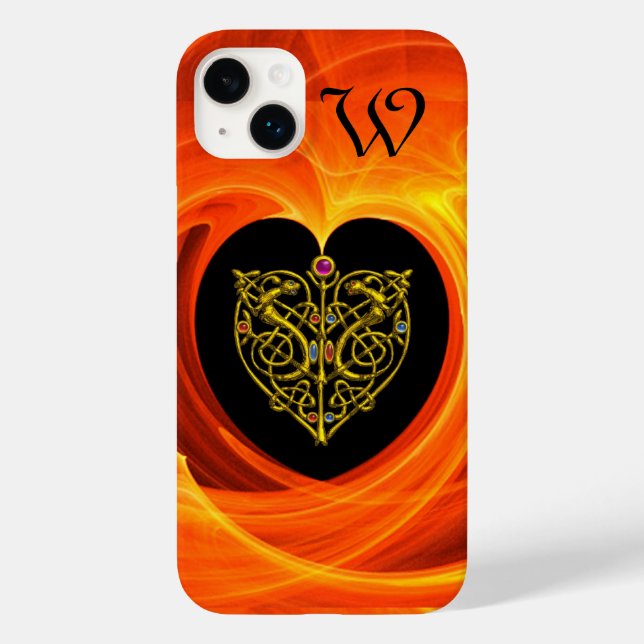 GOLDEN LEAF CELTIC KNOT HEART Black Orange Yellow Case-Mate iPhone Case (Back)