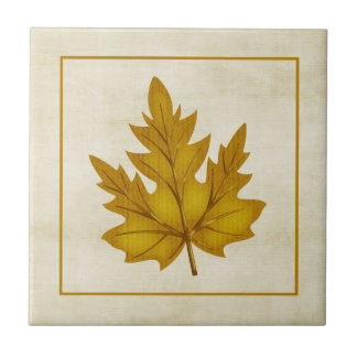 Golden Leaf Fall Season Themed Tile