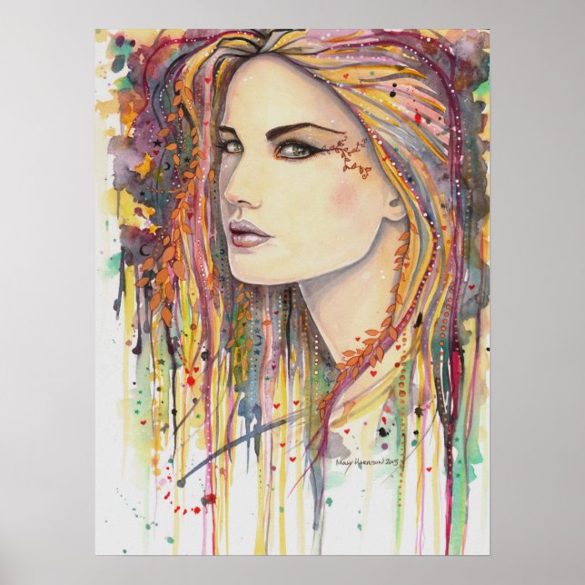 Golden Leaf Fantasy Art by Molly Harrison Poster (Front)