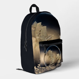 Golden Leaf Filled Bubble in Snow Printed Backpack