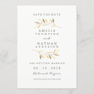 Golden Leaf Garden Wedding Save The Date