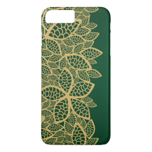Golden leaf lace on green background iPhone 8 plus/7 plus case