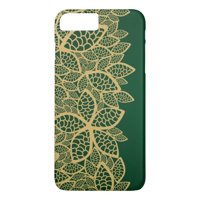 Golden leaf lace on green background Case-Mate iPhone case (Back)