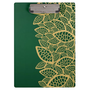 Golden leaf lace on green background clipboard