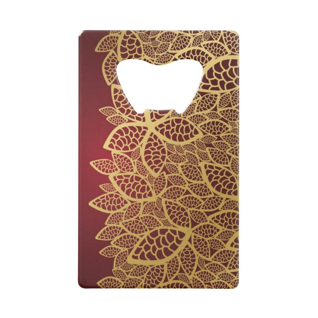 Golden leaf lace on red background (Front)