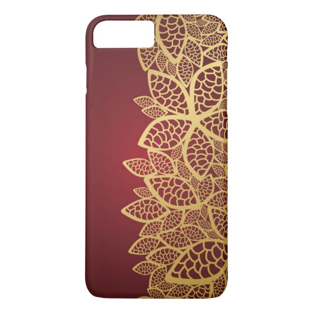 Golden leaf lace on red background Case-Mate iPhone case (Back)