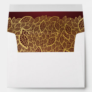Golden leaf lace on red background envelopes