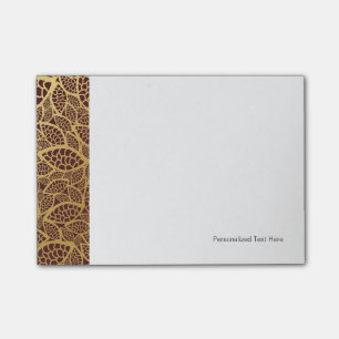Golden leaf lace on red background post-it notes