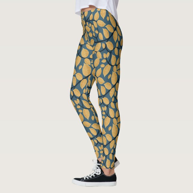 Golden Leaf Pattern Leggings (Left)