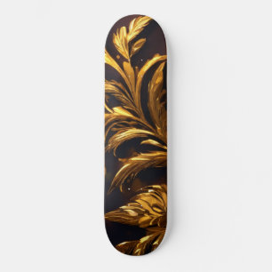 Golden Leaf Pattern Skateboard: Nature Meet Luxury Skateboard
