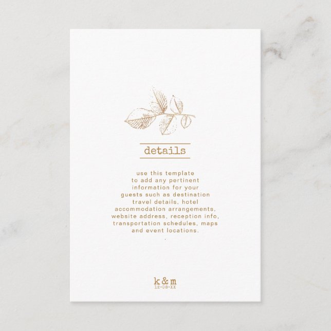 Golden Leaf Wedding Details 2 ID655 Enclosure Card (Front)