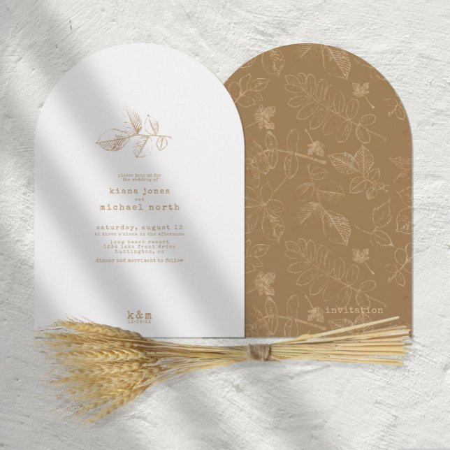 Golden Leaf Wedding Gold Arch ID655 Invitation (Creator Uploaded)
