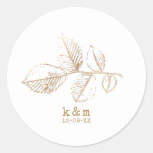 Golden Leaf Wedding ID655 Classic Round Sticker