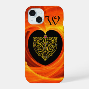 GOLDEN LEAF WITH CELTIC KNOTS,Black Orange Yellow iPhone 15 Case