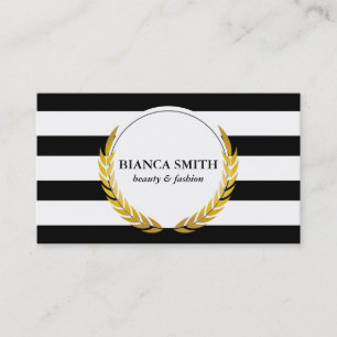 Golden Leaf Wreath & Stripes Business Card