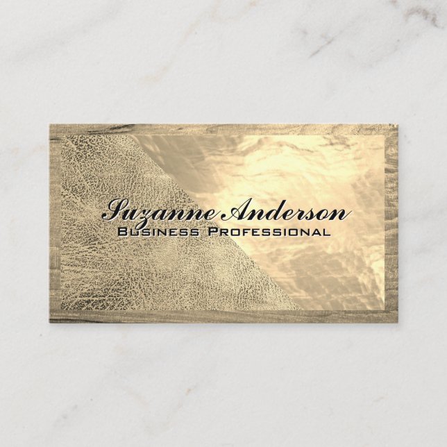 Golden Leather Foil and Wood Business Card (Front)