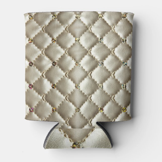 Golden Leather: Luxurious Background Texture Can Cooler (Front)