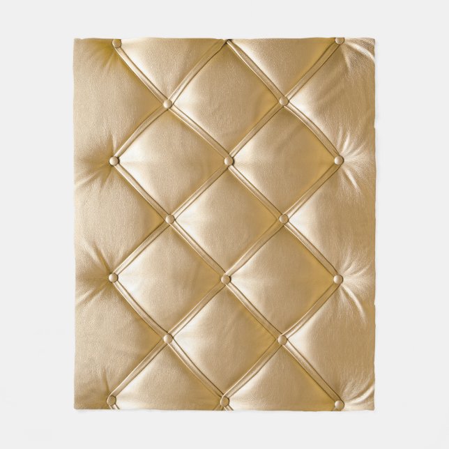Golden Leather Upholstery Closeup Fleece Blanket (Front)