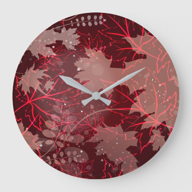 Golden Leaves 1 Large Clock (Front)
