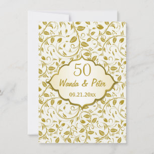 Golden leaves 50th Wedding Anniversary Invitation